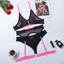 Load image into Gallery viewer, Women Transparent Bra Set Hot Erotic Sexy Costumes Solid Color Underwear Seamless Bra Thong Garters Sexy Lingerie Sets
