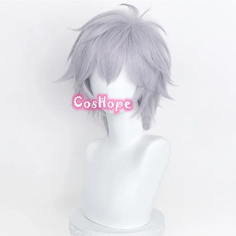 Kaworu Nagisa Cosplay Wig 32cm Silver Gray Wig Cosplay Anime Cosplay Wigs Heat Resistant Synthetic Wigs for Halloween Costume