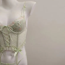 Load image into Gallery viewer, Sexy Brassiere Vest Women's Underwear Summer New Fishbone Lace Strap Design Embroideries Premium Bra and Panty Lingerie Set
