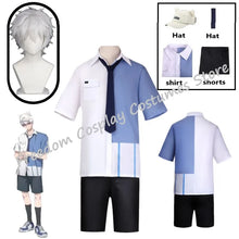 Load image into Gallery viewer, Anime Link Click Lucas Cosplay Costume White Short Wig Lu Guang Blue Shirt Pant Hat Full Set Daily Clothing Halloween
