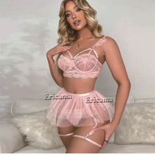 Load image into Gallery viewer, Sexy Lingerie Set Woman Lace Transparent Erotic Underwear Sets Delicate Bra Push Up Breves Sets Thin Sexy Erotic Bras Bodysuit
