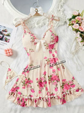 Load image into Gallery viewer, Women&#39;s Underwear Sexy Bra And Panties Sets Lace Ruffle Trim Lingerie Set Deep V Slip Dress Thong Women&#39;s Sexy Lingerie
