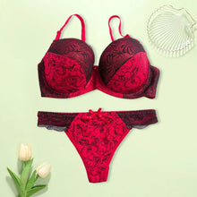 Load image into Gallery viewer, 2026 New Women Sexy Lace Underwear Set Push Up Embroidered Bra And Thong Plus Size 2 Piece Set Color Block Lingerie Suits
