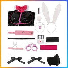 Load image into Gallery viewer, Anime Miku Rabbit Cosplay hole Black Leather Bunny Girl Sexy Cute Halloween Cosplay Costume Headdresses Clothes Bows Girl Wig
