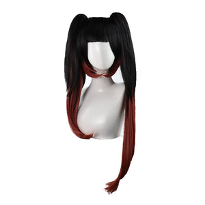 DATE A LIVE Tokisaki Kurumi Cosplay Costume Wig With Bangs Clip Ponytails Comic Con Nightmare Black Long Ponytials Wig Costumes