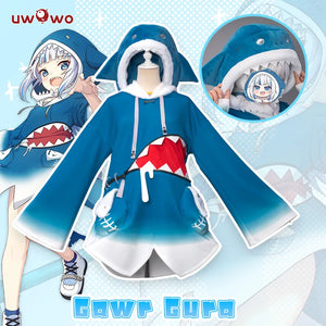 In Stock UWOWO Hololive Gawr Gura Cosplay Costume ENG Shark Costume with Hat Youtuber Girl BodyShark Anime Halloween Costumes
