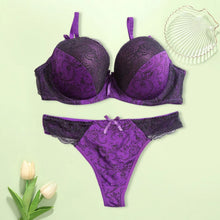 Load image into Gallery viewer, 2026 New Women Sexy Lace Underwear Set Push Up Embroidered Bra And Thong Plus Size 2 Piece Set Color Block Lingerie Suits
