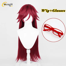 Load image into Gallery viewer, In Stock Anime Grell Sutcliff Synthetic Hair Unisex 90cm Rose Red Wig Heat Resistant Hair Halloween Cosplay Anime Wigs + Wig Cap

