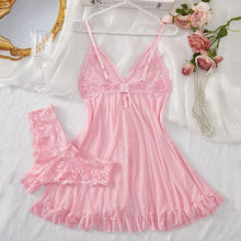 Load image into Gallery viewer, A Set Of Woman Underwear Nightgown Thong Sets Plus Size Suspender Lace Lingerie Sexy Accessories Erotic Bra Nightdress lencería
