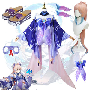 Genshin Impact Cosplay Sangonomiya Kokomi Game Cosplay Costumes Wig Shoes Hat Anime Suits Halloween Party Disfraz Mujer Women