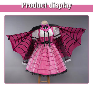 IN STOCK UWOWO Draculauraa Cosplay Costume Pink Suit Vampiree Female Little Devil Cosplay With Cape Hat Halloween Costumes
