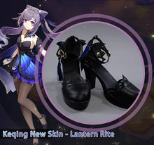 Load image into Gallery viewer, UWOWO Genshin Impact Keqing Cosplay Shoes New Skin Uniform Lantern Rite Outfit Ke Qing Formal Dress Game Halloween High-Heels
