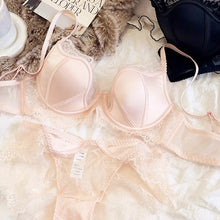 Load image into Gallery viewer, Sweet Little Fresh Deep-V Thin Cup Underwear Lace Women Sexy Bra Set With Large Size BC Size Push Up Lingerie With Underpants
