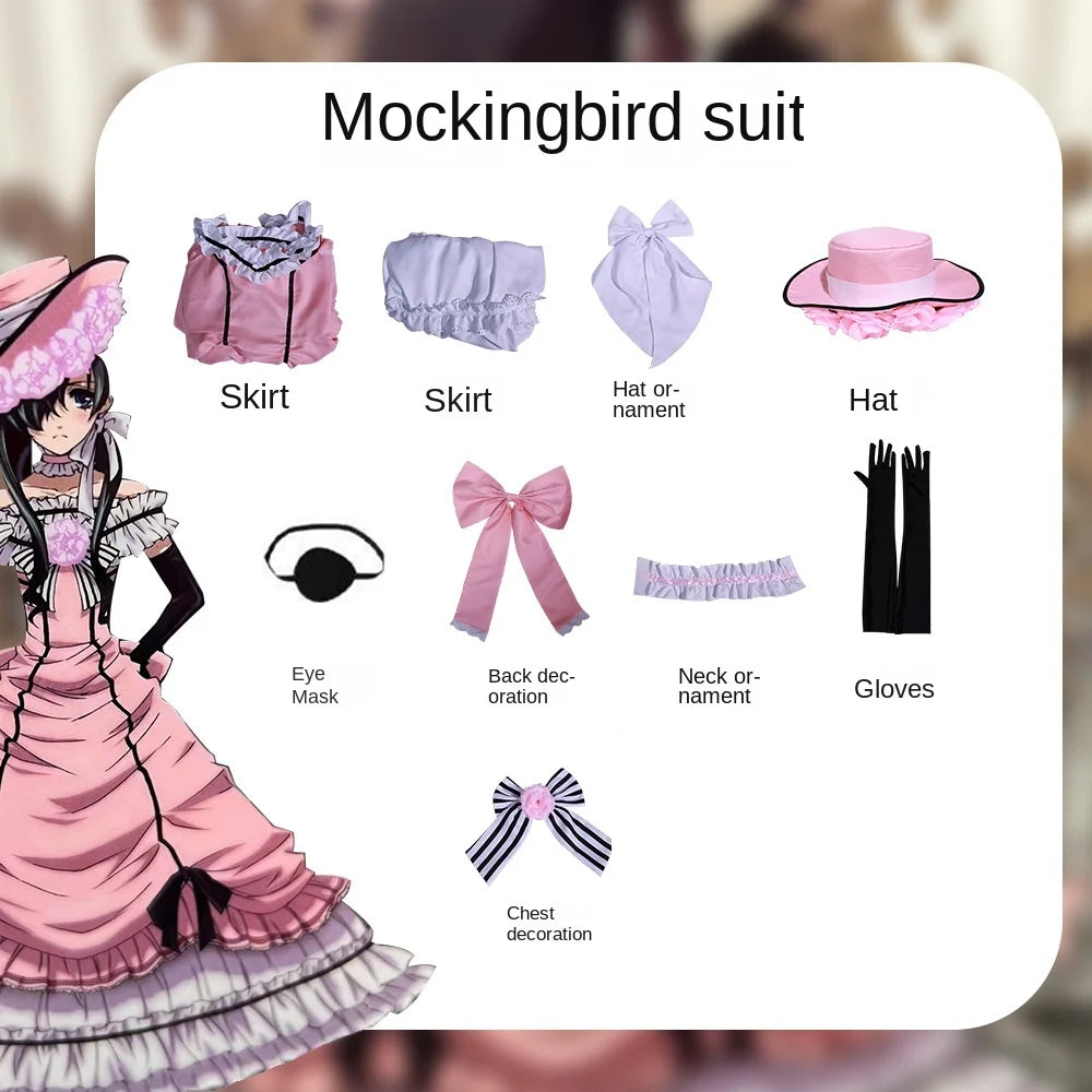 High-quality Black Butler Ciel Phantomhive Robin Dress Cosplay Costume Japanese Anime Carnival Party Uniform