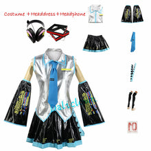 Load image into Gallery viewer, Anime Miku Cosplay Costume Wig Shoes Japan Leather Midi Dress Miku Cosplay Female Halloween Costume Girls JK Uniform Women Men
