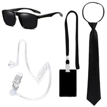 Load image into Gallery viewer, Security Guard Cosplay Costume including Black Glasses Earpiece And Neck Tie
