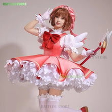 Load image into Gallery viewer, Anime Cardcaptor Sakura Card Captor Cosplay Kinomoto Sakura Cosplay Costume Wig Pink Lolita Dress Halloween Fancy Cos Party Suit
