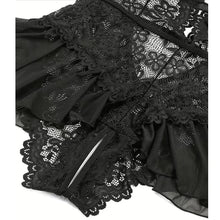 Load image into Gallery viewer, Hot Sell Crotchless Sexy Lingerie Women Lace Hollow Bodysuit Teddy Babydoll Dress Deep V Open Bra Erotic Underwear SET
