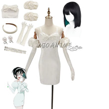 Load image into Gallery viewer, Sua Cosplay Costume Wig Anime Alien Stage Cosplay Costume Microphone White Dress Earrings Short Black Wig Sua Cosplay Clothing
