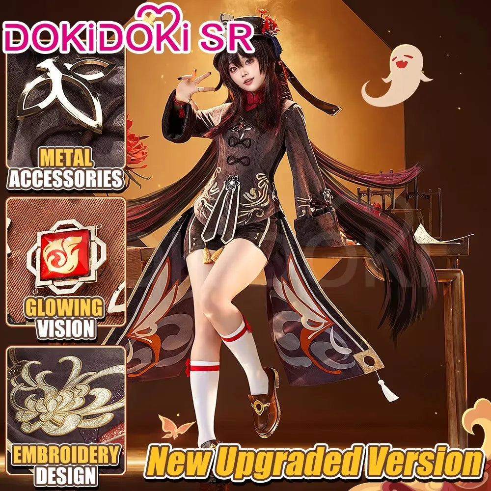 IN STOCK Hutao Cosplay Game Genshin Impact Cosplay【Size S-XXL】DokiDoki-SR HuTao Costume Metal Accessories Halloween Plus Size