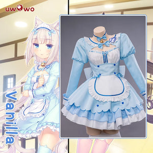 In Stock UWOWO Vanilla Cosplay Game NEKOPARA vol.4 Chocola&Vanilla Cosplay Maid Dress Cute Blue For Women Girl Outfits Costumes