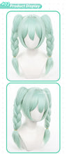 Load image into Gallery viewer, UWOWO V Singerr Mikku Cute Bunny Women Cosplay Wig With Ponytails Light Green Hair 45CM

