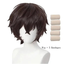 Load image into Gallery viewer, High Quality Dazai Osamu Cosplay Wig Anime Bungo Stray Dogs Cosplay Short Brown Heat Resistant Synthetic Hair Wigs
