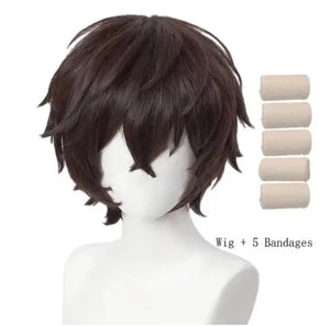 High Quality Dazai Osamu Cosplay Wig Anime Bungo Stray Dogs Cosplay Short Brown Heat Resistant Synthetic Hair Wigs