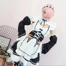 Load image into Gallery viewer, Anime Ram Rem Lolita Maid Cosplay Costumes Vestido Re:zero Kara Hajimeru Isekai Seikatsu Halloween Costumes for Women Loli Dress
