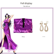 Load image into Gallery viewer, One Piece Boa Hancock Snake Ji Hankokku Cos Costume Anime Show Costume Cosplay Costume Purple Cheongsam
