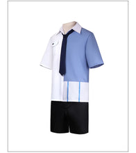 Load image into Gallery viewer, Anime Link Click Lucas Cosplay Costume White Short Wig Lu Guang Blue Shirt Pant Hat Full Set Daily Clothing Halloween

