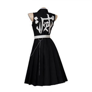 In Stock Anime Female Uzui Tengen Himejima Gyomei Cosplay Suit Women Sexy Black Dress Uzui Tengen Kimono Suit Halloween