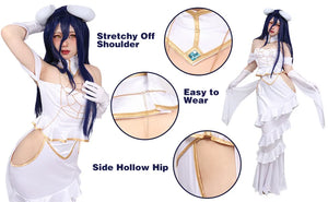In Stock DAZCOS Anime Overlord Albedo Cosplay Costume Halloween Christmas Costume Cos Women White Dress Overlord Albedo Cosplay