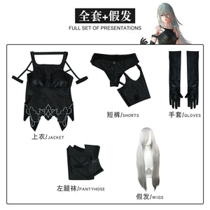 Game NieR:Automata A2 Cosplay Costume Wig Sexy Black Battle Suit For Women Girl Handsome Halloween Party A2 Role Play Outfit