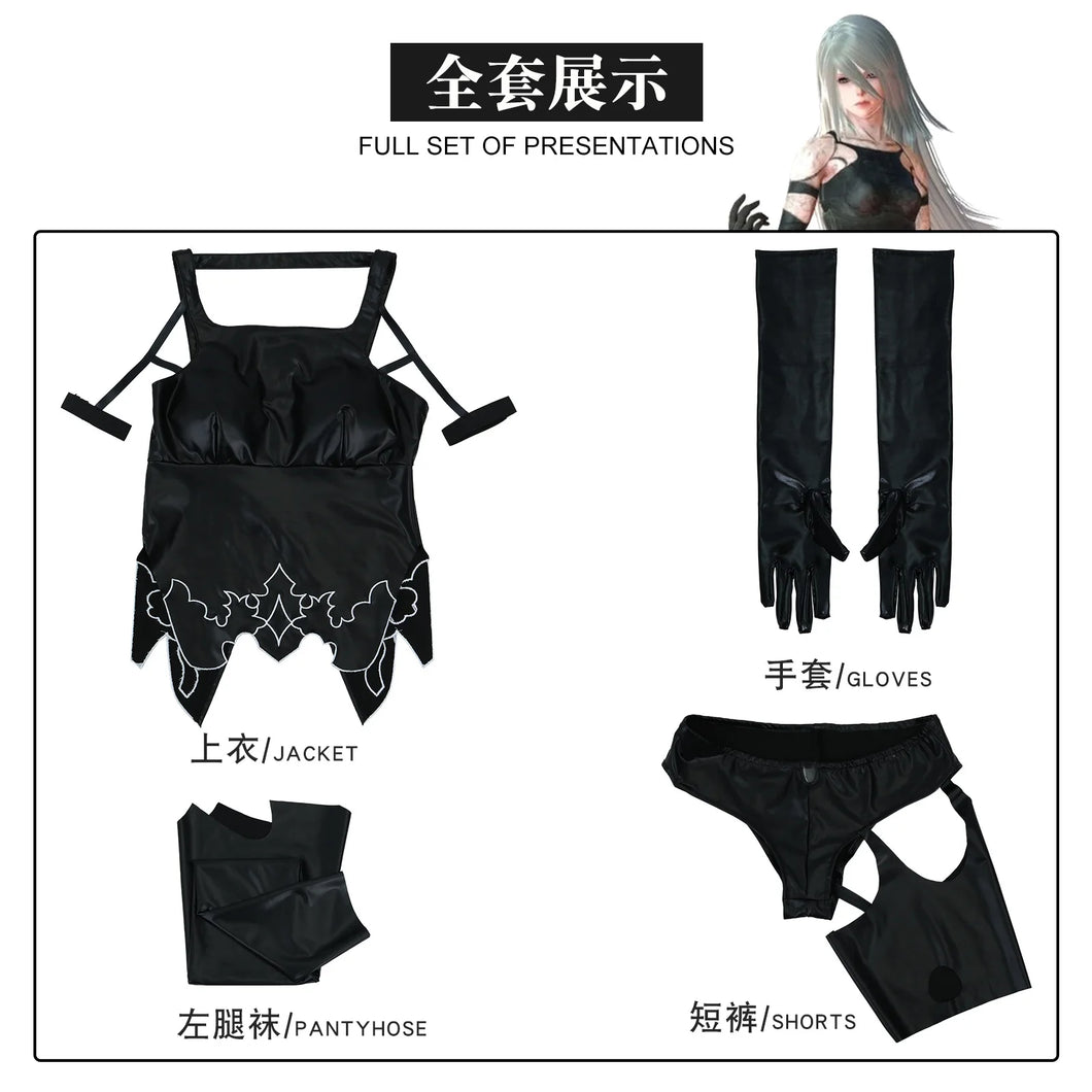Game NieR:Automata A2 Cosplay Costume Wig Sexy Black Battle Suit For Women Girl Handsome Halloween Party A2 Role Play Outfit