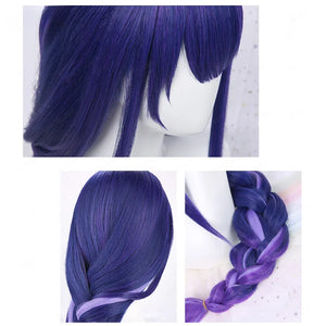 Game Impact Raiden Shogun Cosplay Wig Beelzebul Purple Long Heat Resistant Synthetic Hair Braided Baal Wigs