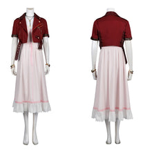 Load image into Gallery viewer, Game FF7 Adult Aerith Gainsborough Costume Cosplay Final Fantasy Remake Halloween Outfit Fancy Women Red Jacket Pink Dress
