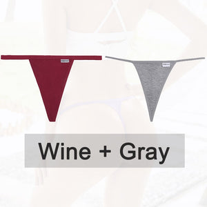 2PCS/Set Cotton Panties Sexy G-String Women&#39;s Underwear T-Back Lingerie for Female Panties Underpants Briefs Thong Intimates