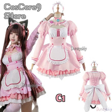 Load image into Gallery viewer, Game Chocola Nekopara Cosplay Costume Clothes Wig Vanilla Suit Cat Girl Maid Costume Lolita Women Skirt Lovable Pink Blue Color
