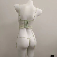 Load image into Gallery viewer, Sexy Brassiere Vest Women's Underwear Summer New Fishbone Lace Strap Design Embroideries Premium Bra and Panty Lingerie Set
