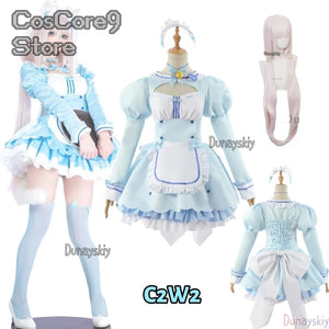 Game Chocola Nekopara Cosplay Costume Clothes Wig Vanilla Suit Cat Girl Maid Costume Lolita Women Skirt Lovable Pink Blue Color