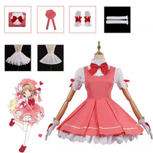 Load image into Gallery viewer, Anime Cardcaptor Sakura Card Captor Cosplay Kinomoto Sakura Cosplay Costume Wig Pink Lolita Dress Halloween Fancy Cos Party Suit
