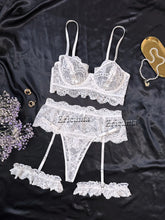 Load image into Gallery viewer, Sexy Lingerie For Women Lace Garter Lingerie Set Floral Lace Erotic Bra Set Brief Panty Push Up Sexy Nighty Erotic Underwear Set
