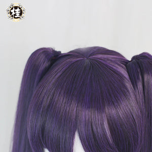 UWOWO Mona Megistus Cosplay Wig Game Genshin Impact Cosplay Astral Reflection 90cm Purple Twin Tail Wig Heat Resistant Halloween