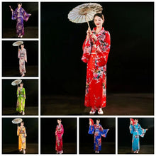 Load image into Gallery viewer, Cosplay Costume Traditional Japanese Kimono Japanese Style Printed Floral Sakura Girl Kimono Dress Elegance Asian
