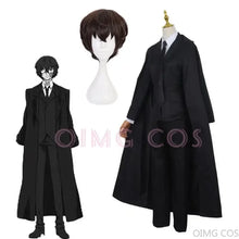 Load image into Gallery viewer, Dazai Osamu Cosplay Costume Bungo Stray Dogs Man and Woman Trench Coat Black Uniform Suits Unisex Wig Accessories
