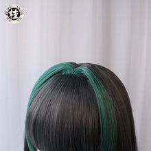 Load image into Gallery viewer, UWOWO Game Cheshire Cosplay Wig Bob haircut 35cm Gray And Green wigs Halloween Wig
