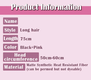 IN STOCK UWOWO Draculauraa Wig Little Devil Cosplay With Cape Wig Black and Pink 75CM Long Hair Heat Resistant Halloween Wig