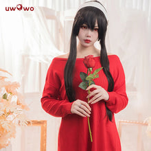 Load image into Gallery viewer, In Stock UWOWO Anime Yor Forger Cosplay Winter Sweater Yor Forger Dress Cosplay Outfit Halloween Costumes Casual Red Sweater
