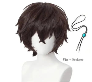 High Quality Dazai Osamu Cosplay Wig Anime Bungo Stray Dogs Cosplay Short Brown Heat Resistant Synthetic Hair Wigs